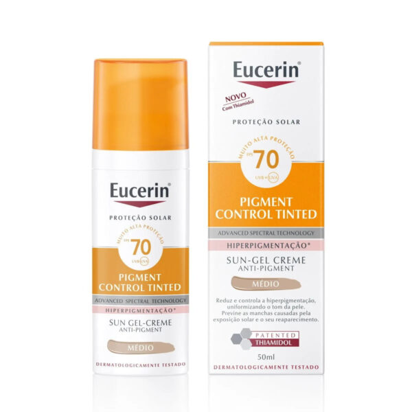 Eucerin Sun Pigment Control Gel Creme Tinted Médio FPS 70 50ml